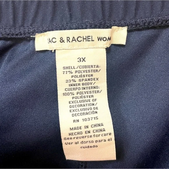 Zac & Rachel Navy Blue Drawstring Elastic Waist Pocket Skorts Sz 2X - Picture 3 of 7